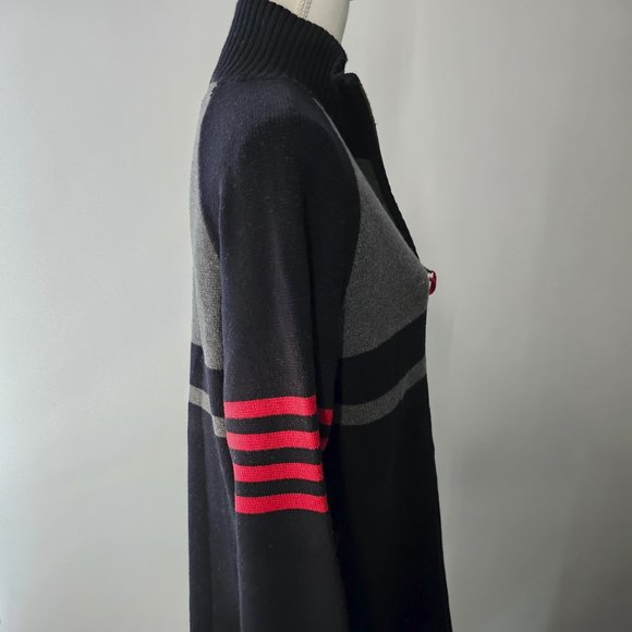 men's AEROPOSTALE 3/4 zip SWEATER black STRAIGHT HEM warm RED gray - Picture 9 of 13